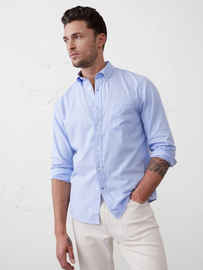 BANANA REPUBLIC FACTORY STORE (M)オックスフォードシャツ バナナ・リパブリック ファクトリーストアー トップス シャツ・ブラウス ブルー ホワイト グレー パープル【送料無料】