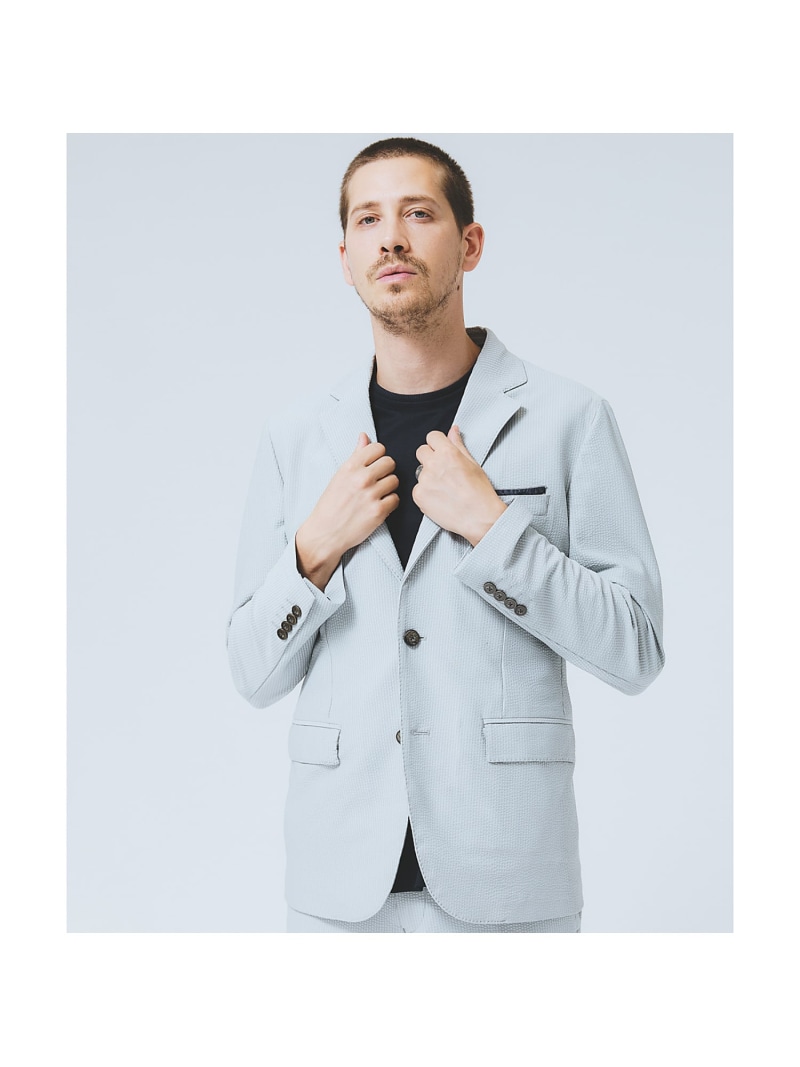 【SALE／20%OFF】DESIGNWORKS 【セットアップ対応】トリコットサッカー2B ジャケット デザインワークス ジャケット・アウター テーラードジャケット・ブレザー グレー ネイビー【RBA_E】【送料無料】