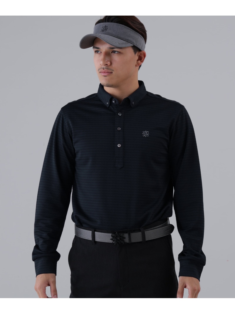 【SALE／30%OFF】St ANDREWS 格子ジャガード長袖シャツ (MENS) セントアンドリュース トップス ポロシャツ ブラック ベージュ ホワイト【RBA_E】【送料無料】