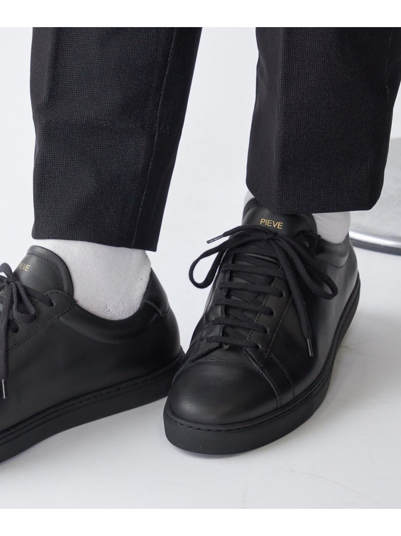 SHIPS MEN 【SHIPS別注】PIEVE: カーフレザー スニーカー シップス シューズ・靴 スニーカー 白いこと  黒いこと【貨物輸送無料】