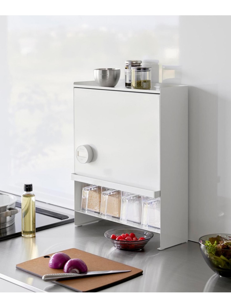tower tower 前が開く 隠せる調味料ラック タワー オーサムコレクト 食器・調理器具・キッチン用品 その他の食器・調理器具・キッチン用品 ホワイト ブラック【送料無料】| Fashion Men