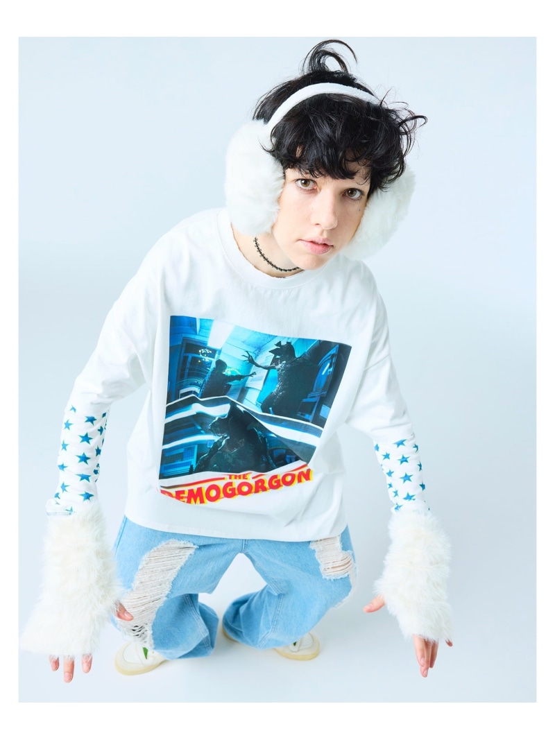 realize select stranger things x little sunny bite demogorgon tee レアリゼ トップス カットソー・Tシャツ ブラック ホワイト ピンク【送料無料】