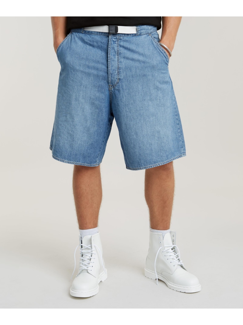 【SALE／30%OFF】G-Star RAW 【堅苦しさ販売店】TRAVAIL SHORTS/ライトウェイトワイドデニムショートパンツ ジースターロゥ ズボン下 デニム・ジーンズズボン下 青色【RBA_E】【貨物輸送無料】