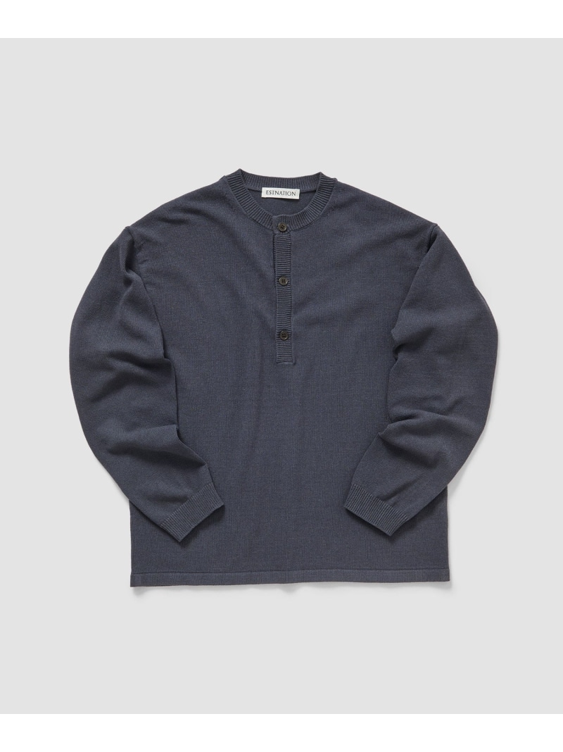 【SALE／30%OFF】ESTNATION ESTNATION / ヘンリーネックニット エストネーション トップス 編み物 薄墨色 白いこと【RBA_E】【貨物輸送無料】