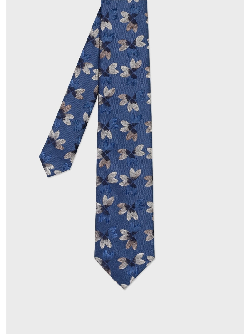 Paul Smith アブストラクトフローラル タイ ポール・スミス スーツ・フォーマル ネクタイ・蝶ネクタイ ブルー グレー【送料無料】