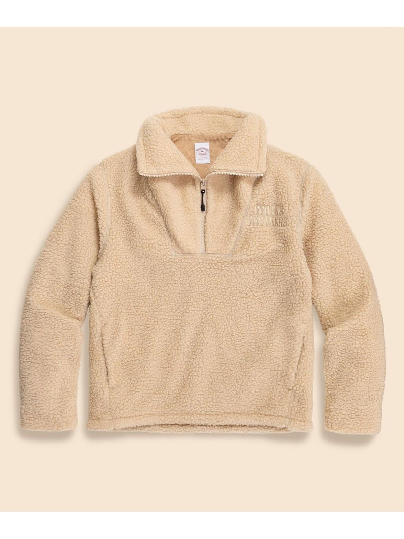 【SALE／40%OFF】BROOKS BROTHERS ポリエステル フリース ハーフジップ モックネックプルオーバー ブルックス ブラザーズ トップス スウェット・トレーナー 緑であること ベージュ 米国海軍【RBA_E】【貨物輸送無料】 メンズファッション-スウェット・トレーナー