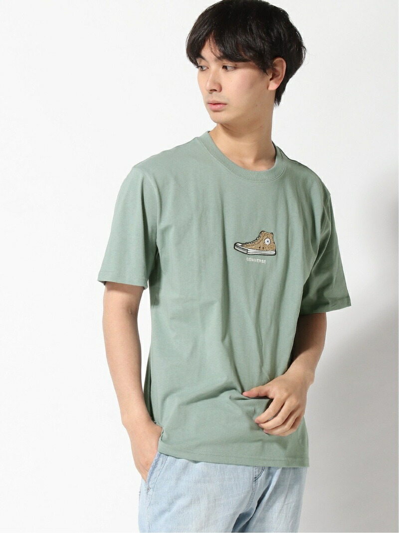 楽天市場 Converse Converse M サガラ刺繍tシャツ シューズ柄 立体柄 ジーンズメイト カットソー Tシャツ グリーン ブラック ベージュ ホワイト Rakuten Fashion Men