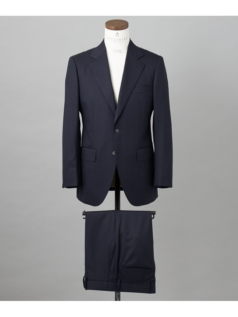 【SALE／20%OFF】GOTAIRIKU 横に伸びる【TasmaniaWool/タマニアウール】ストレッチ スーツ(ネイビーストライプ) ゴタイリク スーツ・フォーマル セットアップスーツ ネイビー【RBA_E】【送料無料】