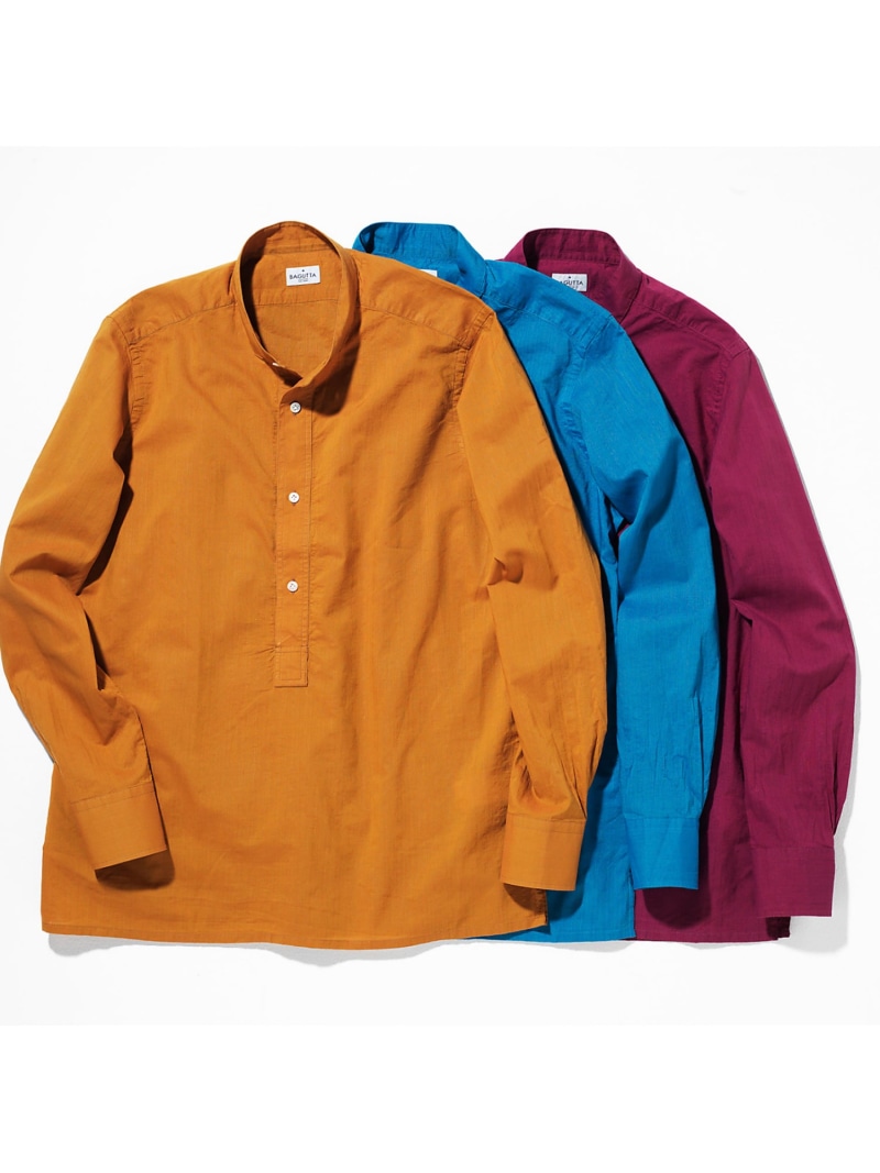 【SALE/50%OFF】DESIGNWORKS BAGUTTA スタンドカラーシャツ マスタード/ワイン デザインワークス トップス シャツ・ブラウス ワインレッド【RBA_E】【送料無料】| Fashion Men