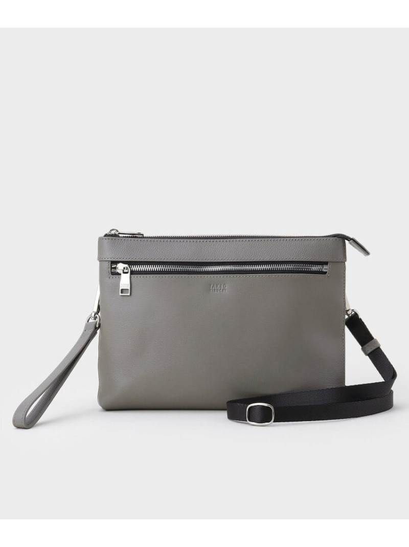 【SALE／50%OFF】TAKEO KIKUCHI レザー2WAYクラッチバッグ タケオキクチ バッグ クラッチバッグ グレー ブラック【RBA_E】【送料無料】｜ Fashion Men