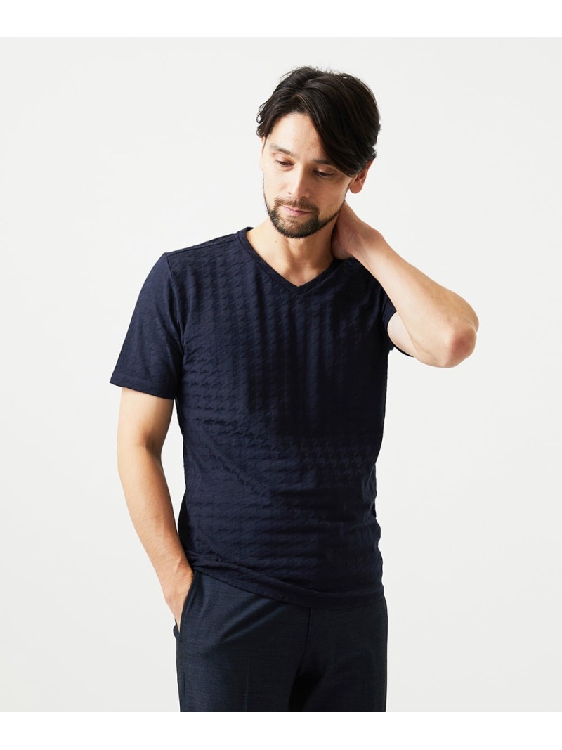 MICHEL KLEIN HOMME 《日本製》チドリ山猫V素っ首半袖カットソー ミッシェルクランオム トップス カットソー・プルオーバー 米国海軍 白いこと【貨物輸送無料】