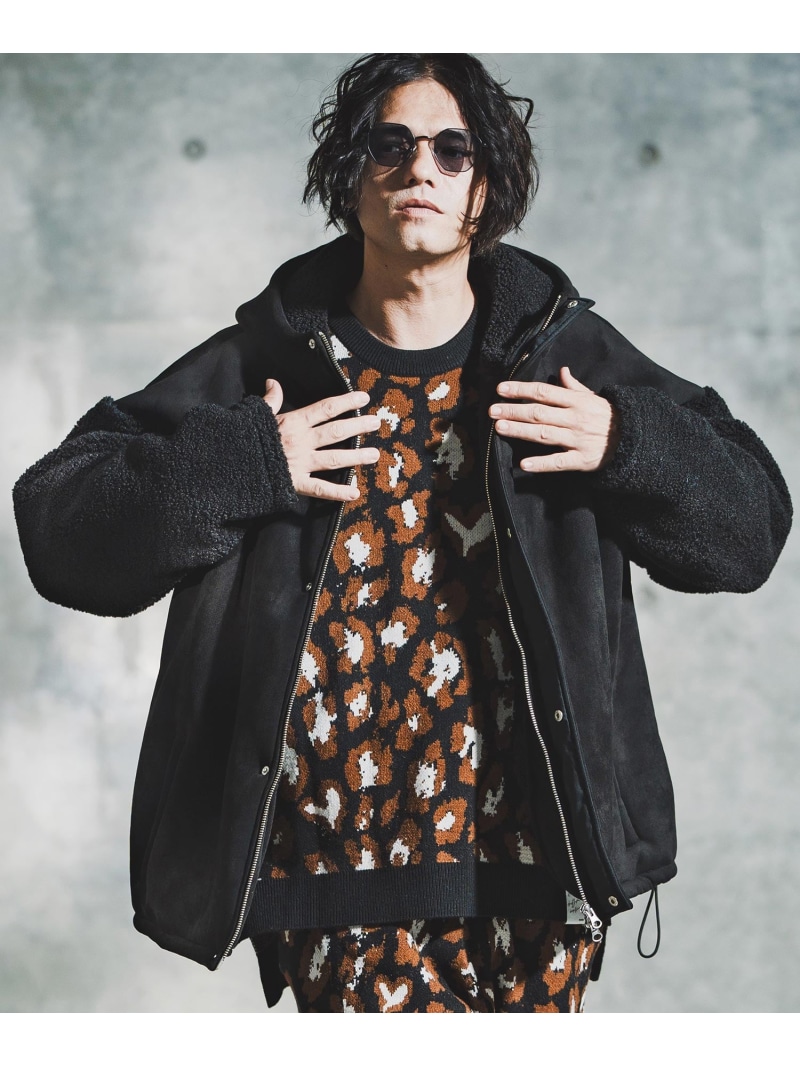 GLIMCLAP mj11096-Boa & Mouton Panel Hoodie Jacket ジャケット カンビオ ジャケット・アウター その他のジャケット・アウター ブラウン ブラック【送料無料】 25,885円