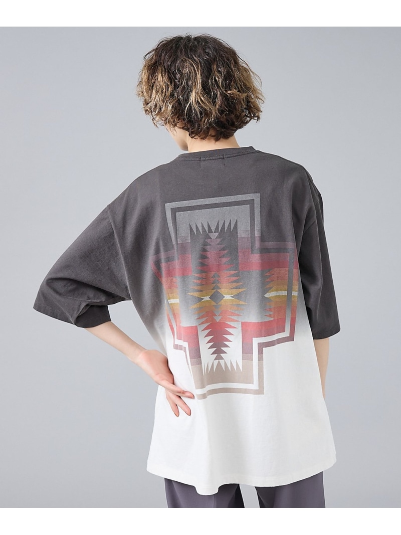 ABAHOUSE LASTWORD 【PENDLETON/ペンドルトン】グラデーション ダイバックプリント Tシャツ アバハウス トップス カットソー・Tシャツ グレー オレンジ ブルー【先行予約】*【送料無料】