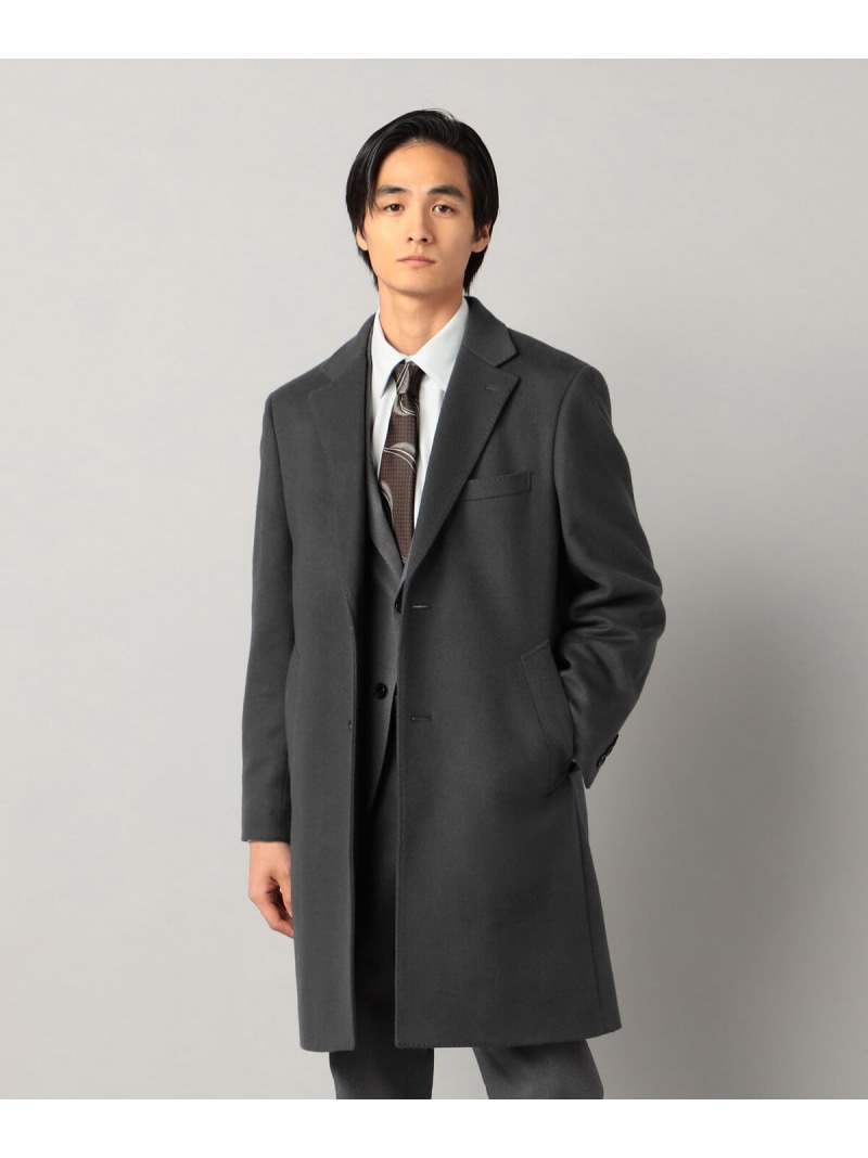 【SALE／40%OFF】COMME CA MEN 尾州産 ウールビー赤ちょうちん チェスターコート コムサメン ジャケット・アウター チェスターコート 黒いこと 薄墨色【RBA_E】【貨物輸送無料】