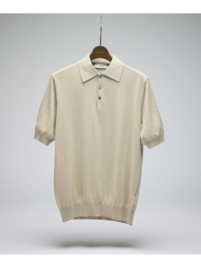 DESIGNWORKS 【Tutto / トゥット】コットンニットポロ / Cotton Knit Po デザインワークス トップス ポロシャツ ネイビー グレー ブラック ワインレッド【送料無料】