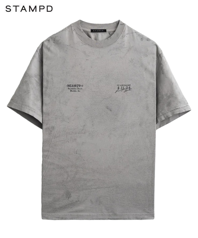 【対象商品60%OFFクーポン】STAMPD スタンプド メンズ Tシャツ MALIBU HIGH RELAXED TEE セメント SLA-M3396TE トップス 半袖 ロゴ ベーシック プリント ウォッシュ リラックスフィット