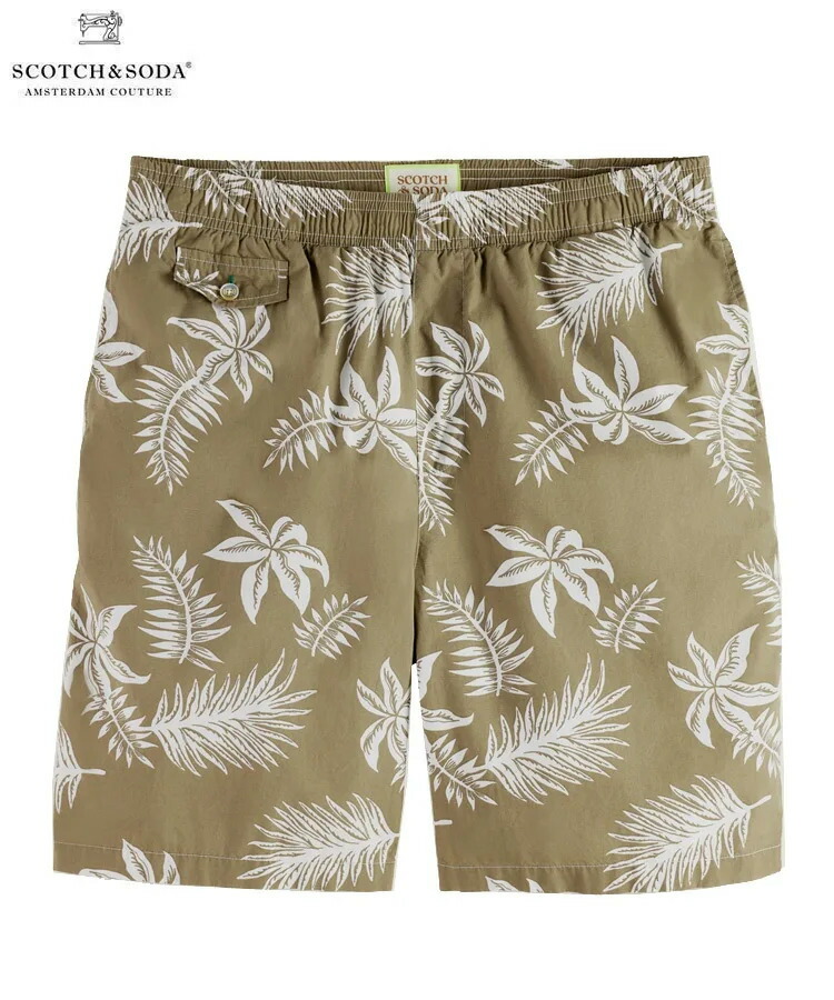 【対象商品60%OFFクーポン】SCOTCH&SODA スコッチ&ソーダ ショーツ Printed poplin Bermuda shorts カーキリーフ 292-72519 メンズ ボトムス カジュアル ハーフパンツ リラックス リゾート バミューダショーツ