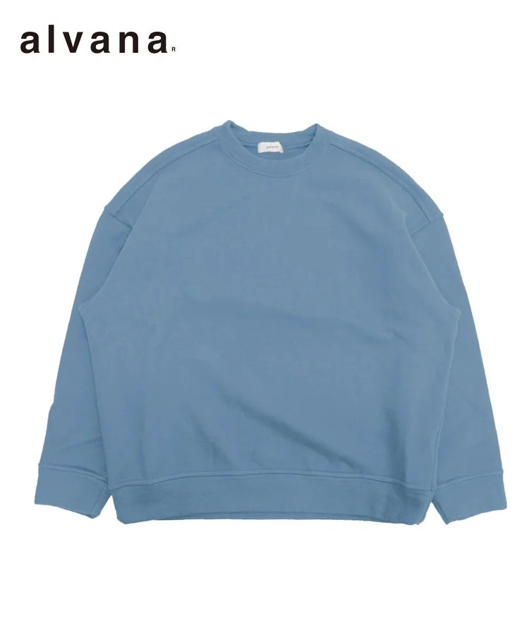 【対象商品40%OFFクーポン】alvana アルヴァナ メンズ スウェット MOSSIVE P.O オールドブルー A3W-C007 クルーネック シンプル ベーシック ヴィンテージ 無地 長袖