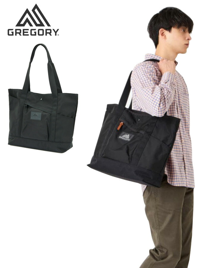 グレゴリートートバッグ黒シルバータグ米国製レザーコンビ定番オールド