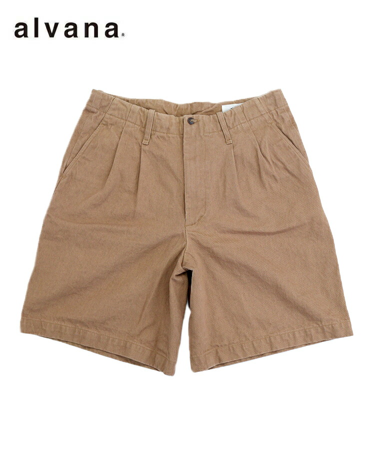 【対象商品40%OFFクーポン】alvana アルヴァナ メンズ ショーツ NATURAL TWILL SHORT PANTS ブラウン ALV-90110 ショートパンツ パンツ シンプル ワイド ツイルショーツ ベーシック レディース ユニセックス
