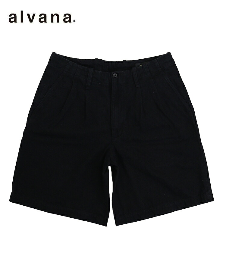 【対象商品40%OFFクーポン】alvana アルヴァナ メンズ ショーツ NATURAL TWILL SHORT PANTS インクブラック ALV-90110 ショートパンツ パンツ シンプル ワイド ツイルショーツ ベーシック レディース ユニセックス