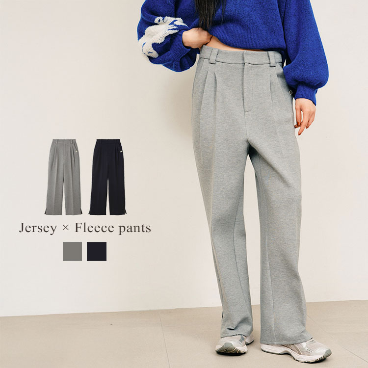 【50%OFFクーポン対象商品】レディース ボトムス パンツ タックパンツ ワイドパンツ ジャージー スウェット フリース スリット ウエストゴム 無地 ストレッチ null. ヌル Donoban 秋服 冬服 体型カバー ゆったり ドノバン｜STYLISE（スタイライズ）