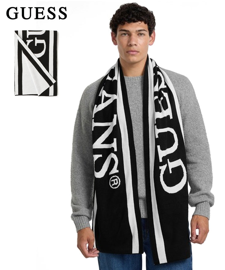 【対象商品40%OFFクーポン】GUESS ゲス メンズ マフラー GUESS JEANS Jacquard Scarf ブラック スカーフ ジャガード M5BZ40Z1222 ロゴ シンプル レディース ユニセックス