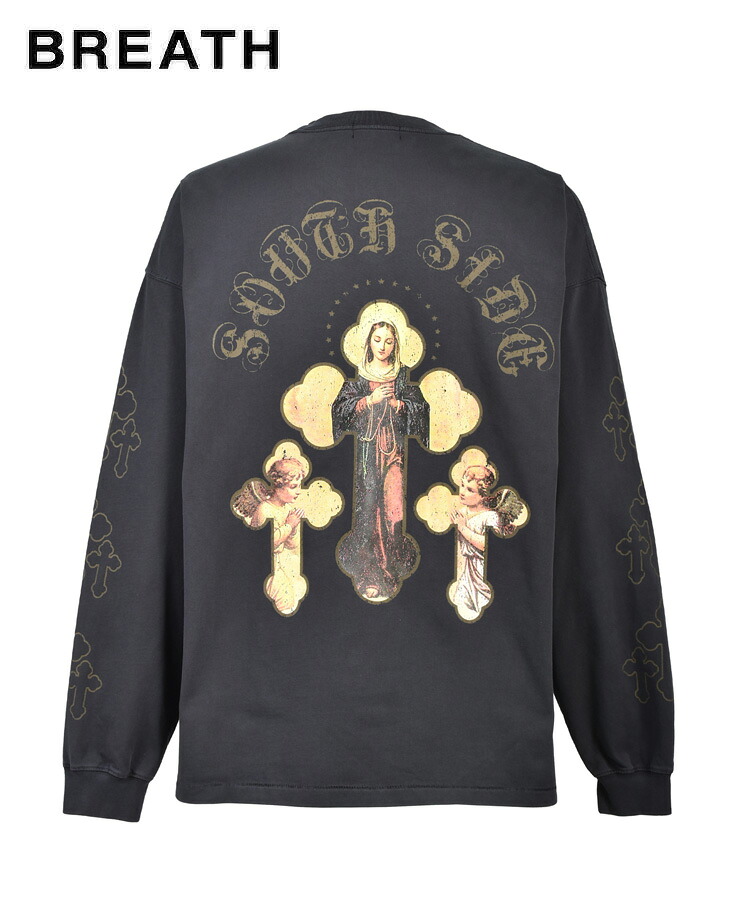 【対象商品10%OFFクーポン】BREATH ブレス メンズ Tシャツ CROSS MARIA LS TEE ブラック BR26SS-C5007 BADHOP バッドホップ トップス クルーネック プリント ロンT 長袖 ロングスリーブ ヒップホップ レディース ユニセックス