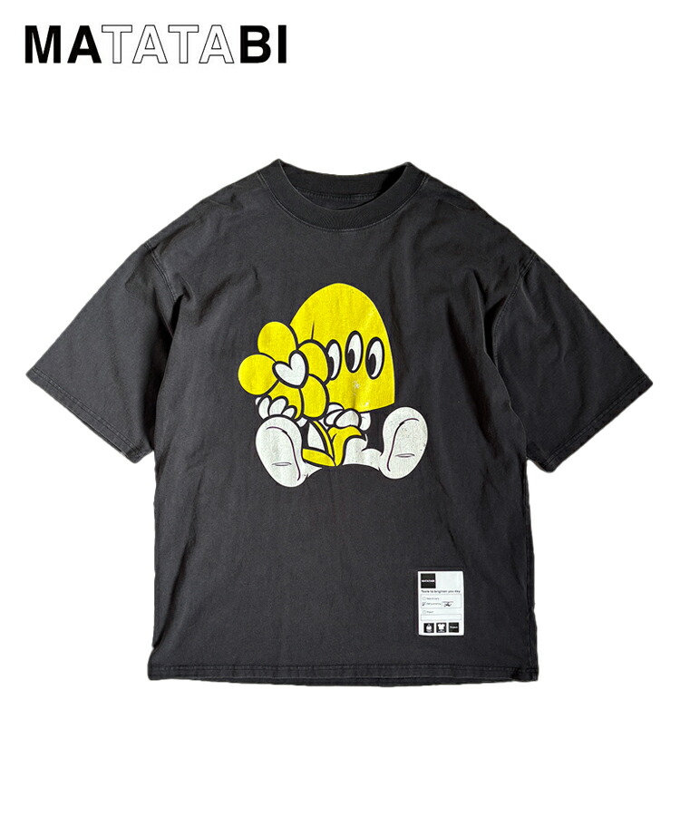 MATATABI マタタビ メンズ Tシャツ pete TEE ブラック MTTB-T-004 トップス クルーネック プリント 半袖 レディース ユニセックス