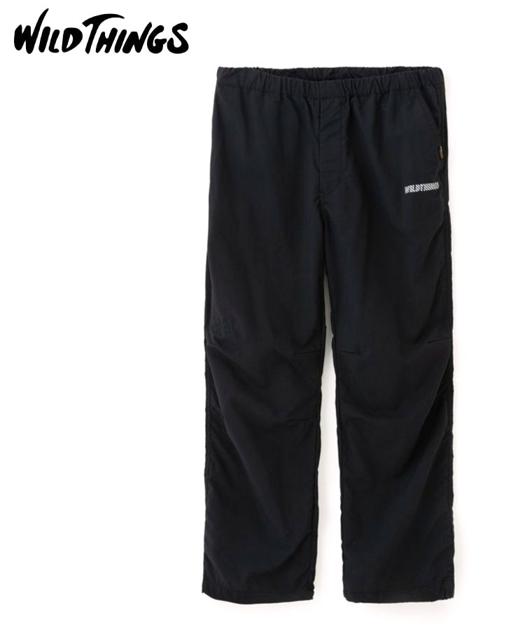 【対象商品10%OFFクーポン】WILD THINGS ワイルドシングス TRAINING PANTS トレーニングパンツ メンズ パンツ ナイロン WT261-11-Q1 ブラック ロゴ タウンユース アウトドア カジュアル 撥水