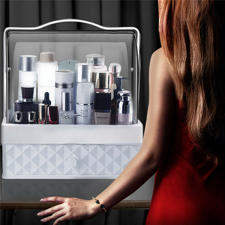 楽天市場 化粧品収納ボックスメイクボックス 化粧品ケース 大容量 防塵 防水 化粧箱 美容 コスメ メイク道具 小物収納 人気 クリア白ホワイト1段小物収納ボックス Online Shop Stylish