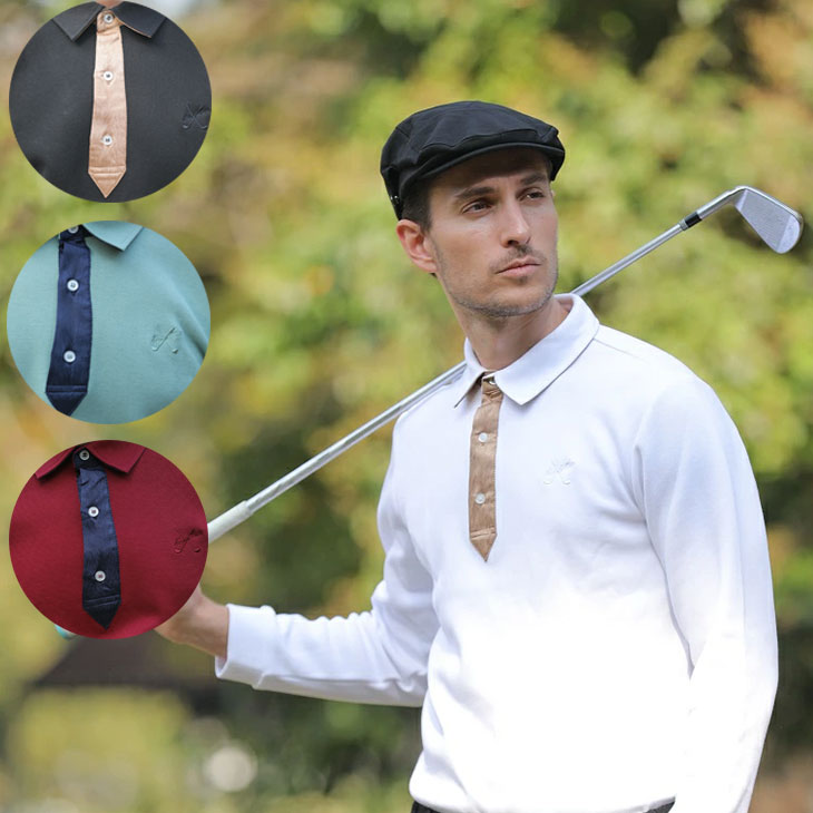 【EX-LSS4】長袖ポロ エクセランゴルフ 割り増し金生産ライン タイ柄長袖ポロ Excellent Golf ゴルフお召しもの メンズ 流行り物 今めかしい 春 秋 冬 ゴルフ