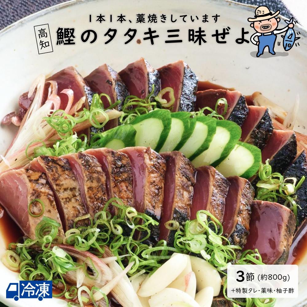 鰹のタタキ三昧ぜよ＜3節せっと＞ 高知 藁焼き かつお 藁焼き カツオ たたき かつおのたたき カツオのたたき 鰹のたたき 塩たたき 冷蔵 冷凍 海鮮 ギフト 贈答用 お土産 グルメ 【冷凍発送】