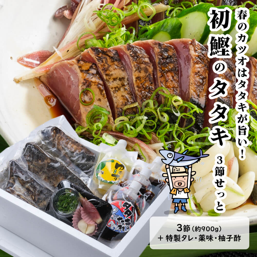 【3月末以降入荷次第順次発送】 初鰹タタキ＜3節せっと＞ 2025年5月31日まで 高知 藁焼き かつお 藁焼き カツオ たたき かつおのたたき カツオのたたき 鰹のたたき 塩たたき 冷蔵 冷凍 海鮮 ギフト 贈答用 お土産 グルメ 【冷凍発送】