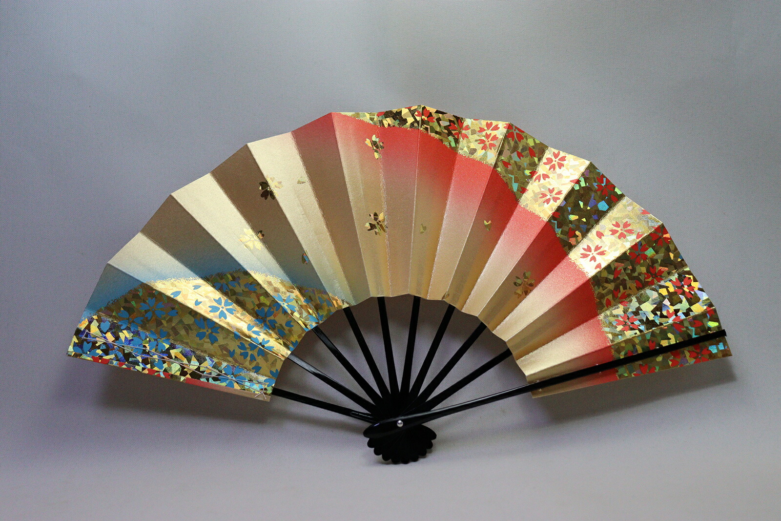 楽天市場】舞扇子 光彩オレンジにホログラム箔ちらし 踊り用 お稽古 日