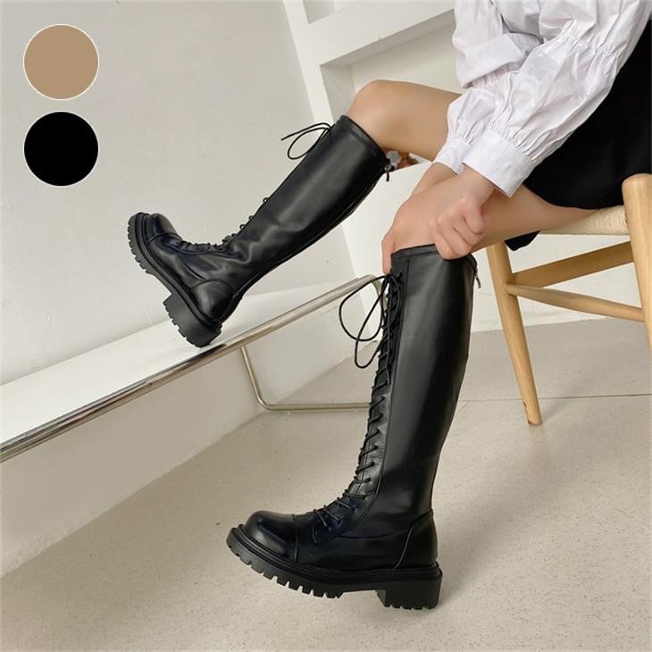 楽天市場 レースアップロングブーツ ロングブーツ 編み上げ カジュアル メンズライク バックジップ 無地 トレンド レディース 韓国 韓国ファッション K3 Axm92 予約販売 15 日 送料無料 宅込 Sugar Bisket