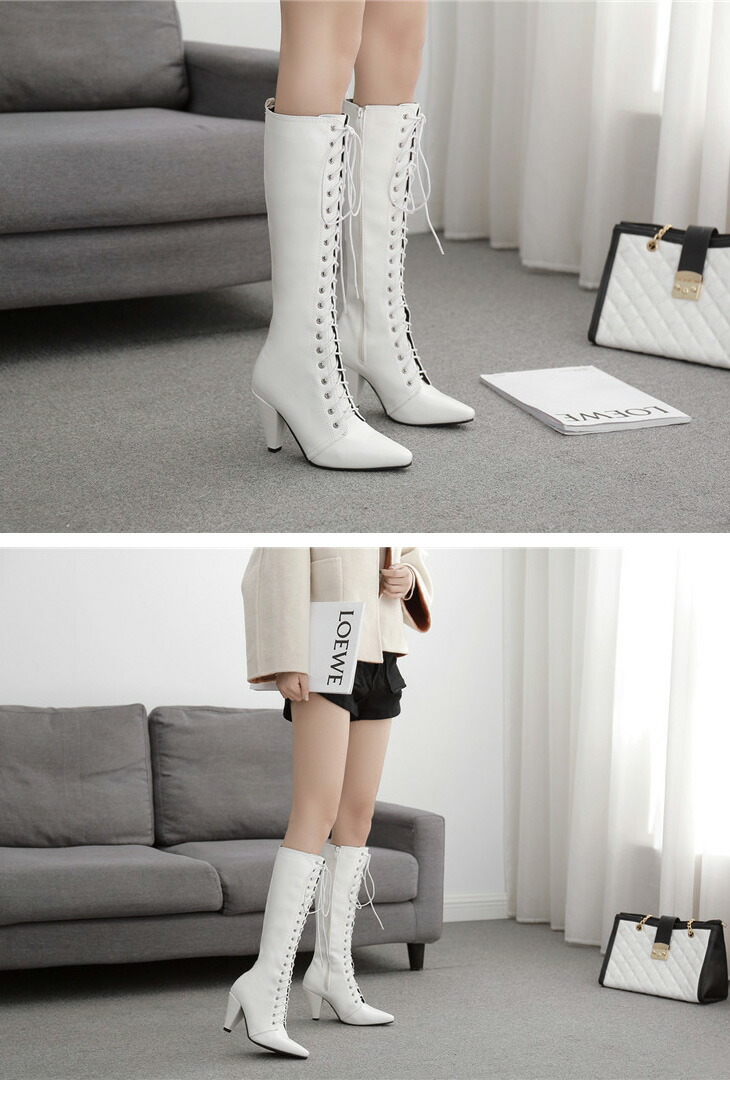 楽天市場 レースアップ ロングブーツ レディース ブーツ ロング丈 ヒール 編み上げ 大人 おしゃれ 可愛い シューズ 靴 秋冬新作 Xl 195 即納 1 5営業日 送料無料 宅込 Sugar Bisket