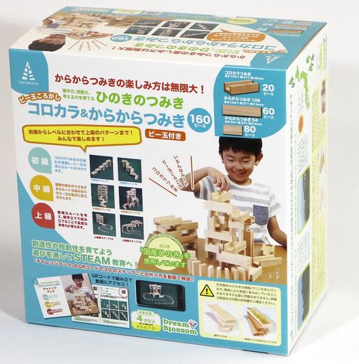 ドリームブロッサムヒノキのつみきコロカラ&カラカラつみきセット160ピース