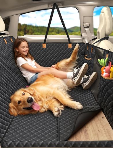 Lekesky犬用運転腰かけうしろ側腰かけ用ペットドライブシート車犬腰かけ犬車用シートカバーペットドライブボックス代用【腰かけ固くなる・挙げ句の果て押しとどめる腹積もり】可視性メッシュ窓6枚捉え所の無いゲーム盤入り口・入口防…