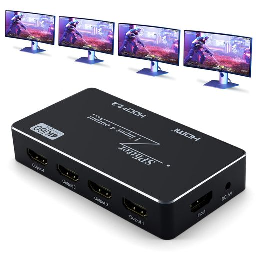 Renvmexy HDMI 分かち合う器 スプリッター 1 インプット 4 最終生産物 4K@60サイクル HDR 18Gbps HDMI2.0 HDCP2.2 相応う ワット数アダプタ属する
