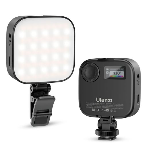 UlanziU60LEDビデオライト小型金属クリップ付きクイックリリース360°RGB2500-9000K色温度輝度調整2500mAhType-C充電式補助照明撮影ライトカメラライトDJIOsmoPocket