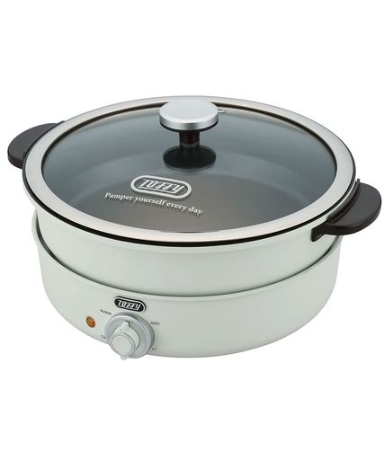 【Toffy/トフィー】電気グリル鍋K-HP2たこ焼きプレート3WAY煮る焼く炊く蒸す3.5L1200W高火力2色鍋チーズフォンデュレトロアッシュホワイトK-HP2-AW