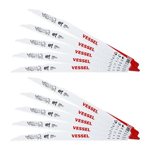 ベッセル(VESSEL)セーバーソーブレードライノ(ALC解体/解体用)9山刃厚1.27mm全長250mm10枚入SBR-0925-10