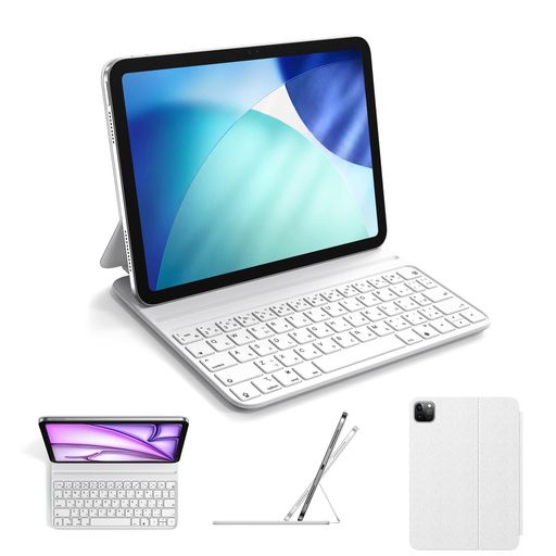 HOU iPad Air 11 インチ (M2/M3/M4)/Air 10.9 インチ (第 4/5 世代)/Pro 11 インチ (第 1/2/3/4 世代) 対応 キーボード付きケース【日本語配列】マグネット式 大型キーキャップ ショートカットキー｜シュガーライトSTORE