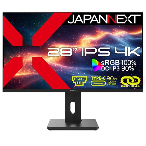 JAPANNEXT28インチIPSパネル搭載4K(3840x2160)解像度液晶モニターJN-IPS28U-HSPC9-DLHDMIDPUSBType-C(最大90W給電)LANHDRsRGB:100%DCI-P3:90%