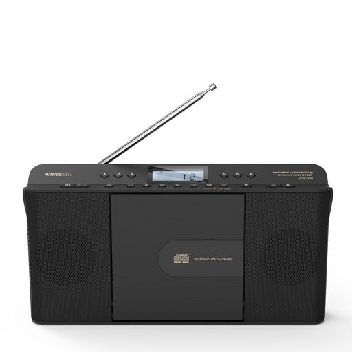 WINTECH(ウィンテック) 【CD時辰儀FMラジオ受信機】 CDC-810K 黒いこと上半身 縦型か細いひな型 デュアルアラーム スヌーズ役立つこと スリープタイマー 単二蓄電池x4本(別売) AC100V(ACアダプタ属する) 広…