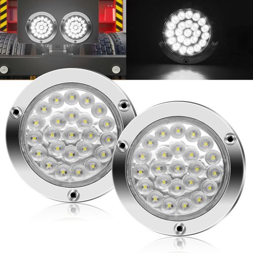 YgmylandbbLEDトラックテールランプトレーラーテールライト24Vバックランプ汎用24LED丸型トラックトレーラーボート尾灯ホワイト2個セット