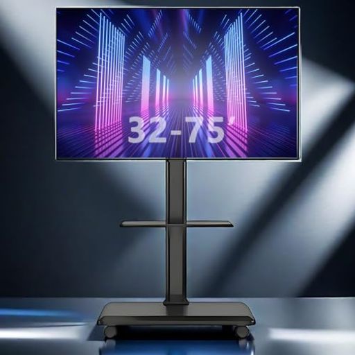 timilandテレビスタンド首振りキャスター付きブラックtvスタンド32~75インチ対応VESA600*400mm高さ調節可能壁寄せテレビスタンド角度回転プラスマイナス15°耐荷重40kg可動式テレビ台
