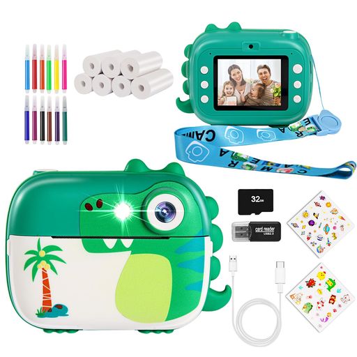 ARNSSIENキッズカメラインスタントプリント子供用デジタルカメラおもちゃHDビデオ付き3~12歳向けクリスマス・誕生日・フェスティバルギフト男の子・女の子用7ロールインスタント用紙付き