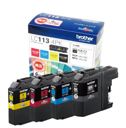 ブラザー工業【brother純正】インクカートリッジ4色パックLC113-4PK対応型番:MFC-J6975CDW、MFC-J6973CDW、MFC-J6770CDW、MFC-J6573CDW他